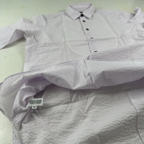 Lanvin‎ Men's Popover Bib Shirt 40 15 3/4 Medium Lavender Purple Made In Italy - Picture 10 of 15